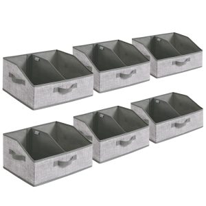 SONGMICS Set of 6 Storage Baskets. Foldable Storage Bins. Fabric Boxes. 15.7 x 11.8 x 7.9 Inches. Closet Storage Organizers. 3 Handles. for Bedroom. Living Room