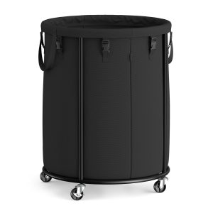 SONGMICS Laundry Basket with Wheels. Rolling Laundry Hamper with Steel Frame