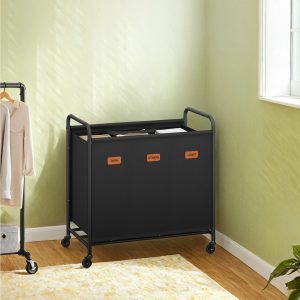 Rolling laundry sorter cart with removable bags for home