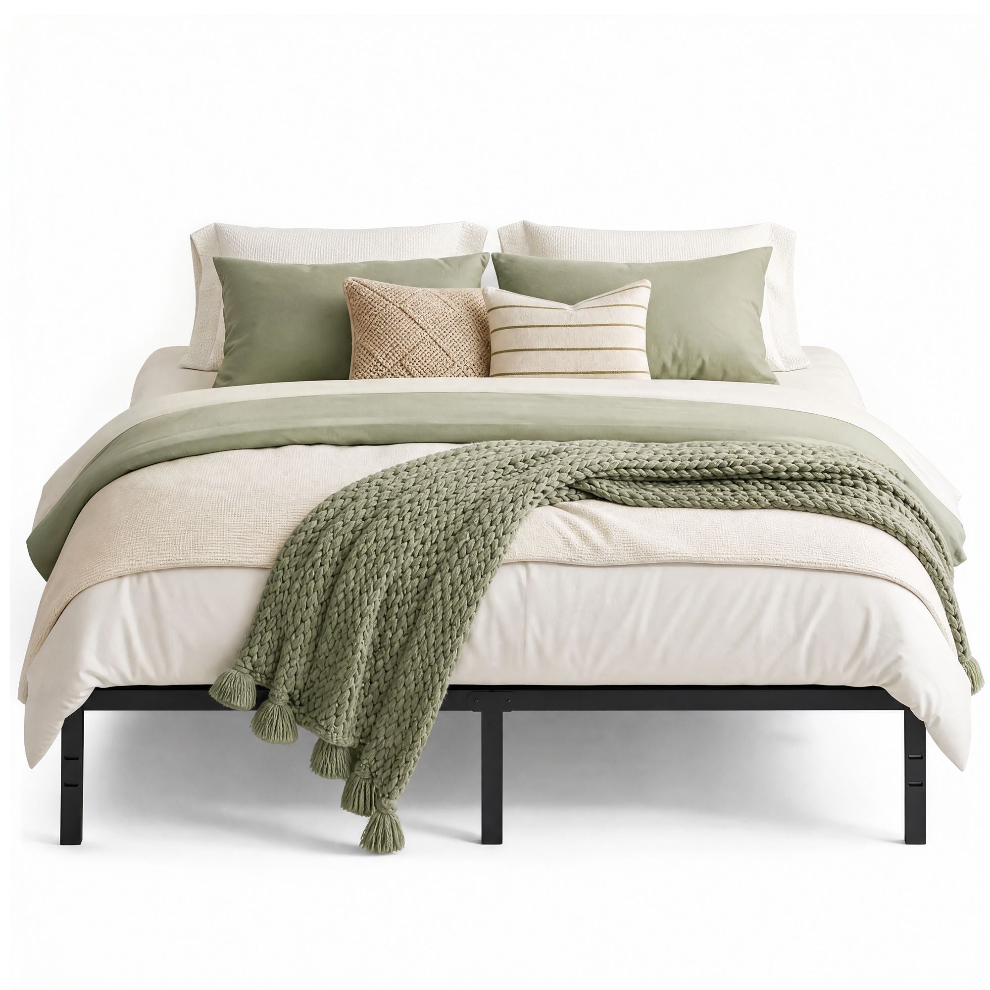 SONGMICS HOMEBed Frame. Metal Platform Bed Frame. 14 Inch | with Mattress Retainers. Heavy Duty. Under Bed Storage. Noise-Free Steel Mattress Foundation. No Box Spring Needed - Image 4