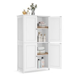 Floor Storage Cabinet with Adjustable Shelves and Doors