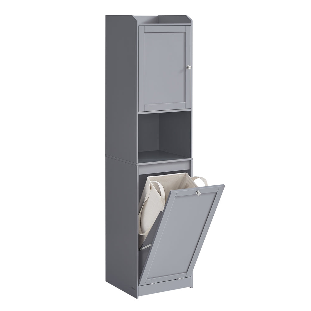 Tall Bathroom Cabinet with Laundry Basket - Image 2