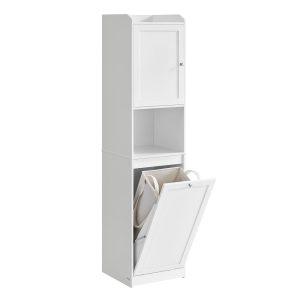 Tall Bathroom Cabinet with Laundry Basket