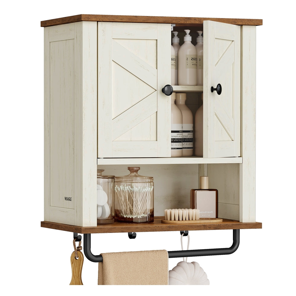 Liry Collection - Bathroom Wall Cabinet. Farmhouse Wall-Mounted Medicine Storage Cabinet with 2 Barn Doors - Image 2