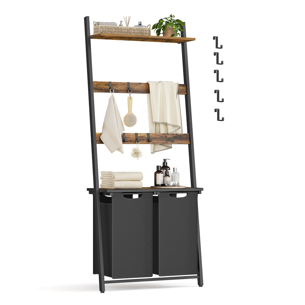 2-Section Laundry Hamper with Blanket Ladder