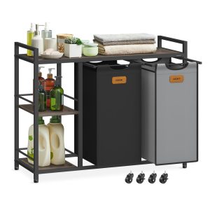 Rolling Laundry Cart with Shelves