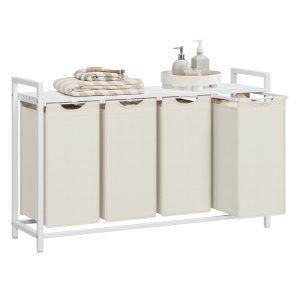 4-Bag Laundry Sorter with Shelf for Easy Laundry Organization