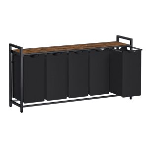 Laundry sorter with five removable bags and sturdy metal frame