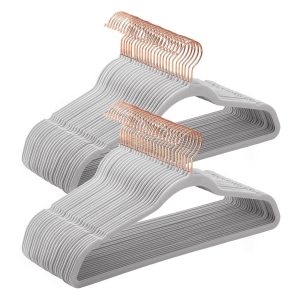 SONGMICS Velvet Hangers. Non-Slip Hanger. Rose Gold Color Swivel Hook