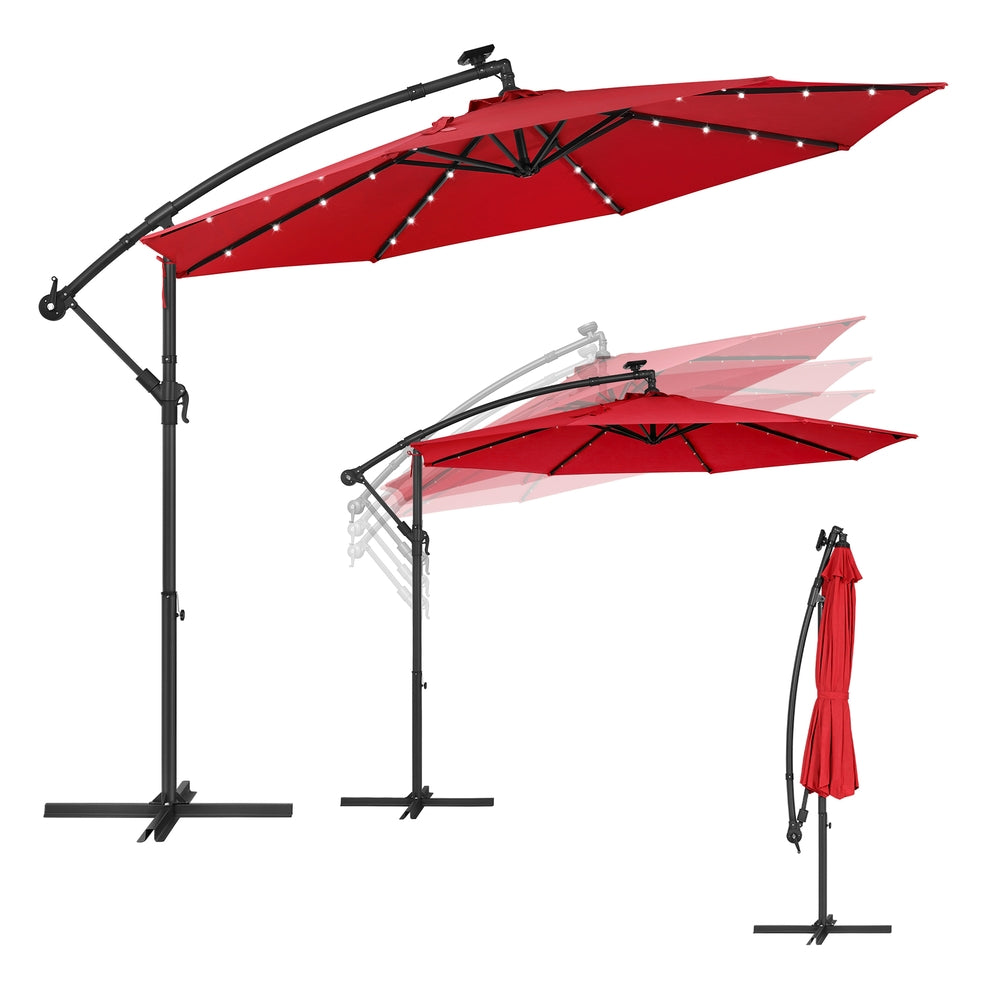 10 ft Cantilever Patio Umbrella with Solar-Powered LED Lights - Image 4