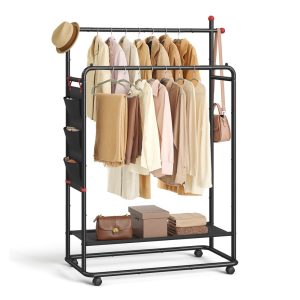 Double-Rod Clothes Rack on Wheels