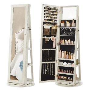 Lockable Jewelry Organizer with Full-Length Mirror