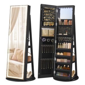 LED Mirror Jewelry Cabinet Standing