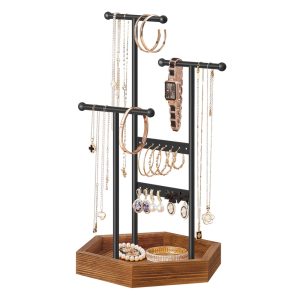 Jewelry Holder with 3 T-Bars and Tray