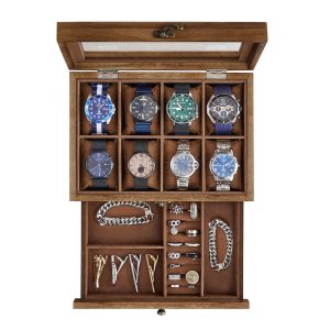 2-Tier Watch Box with Glass Lid