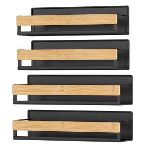 SONGMICS Magnetic Bamboo Spice Rack for Refrigerator