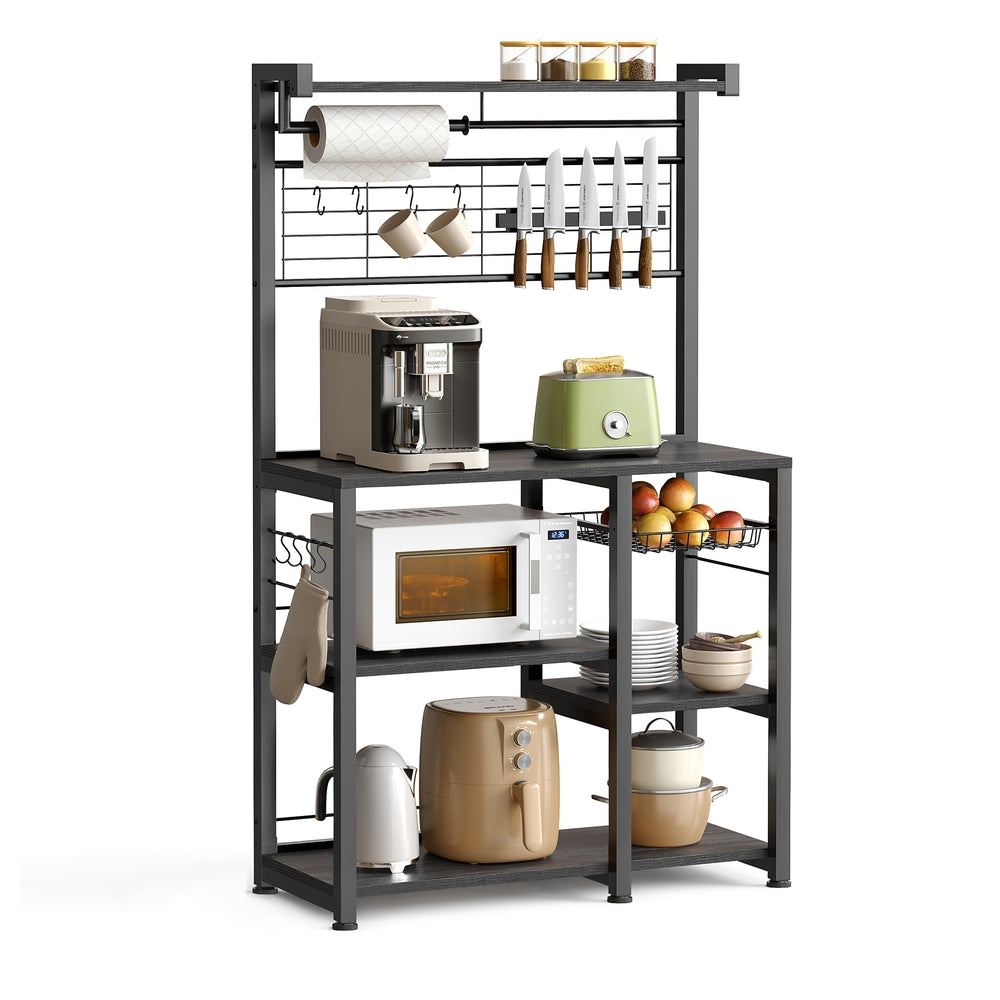 Bakers Rack with Magnetic Knife Holder. Basket and Hooks - Image 3