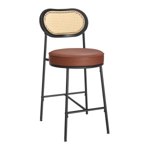 Bar Stools Set of 2. Counter Height Bar Stool with PE Rattan Back