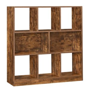 Wooden Bookcase with Open Shelves