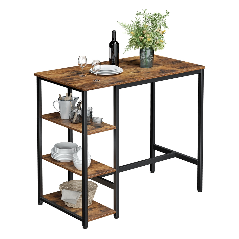 Industrial Bar Table with Storage Shelves