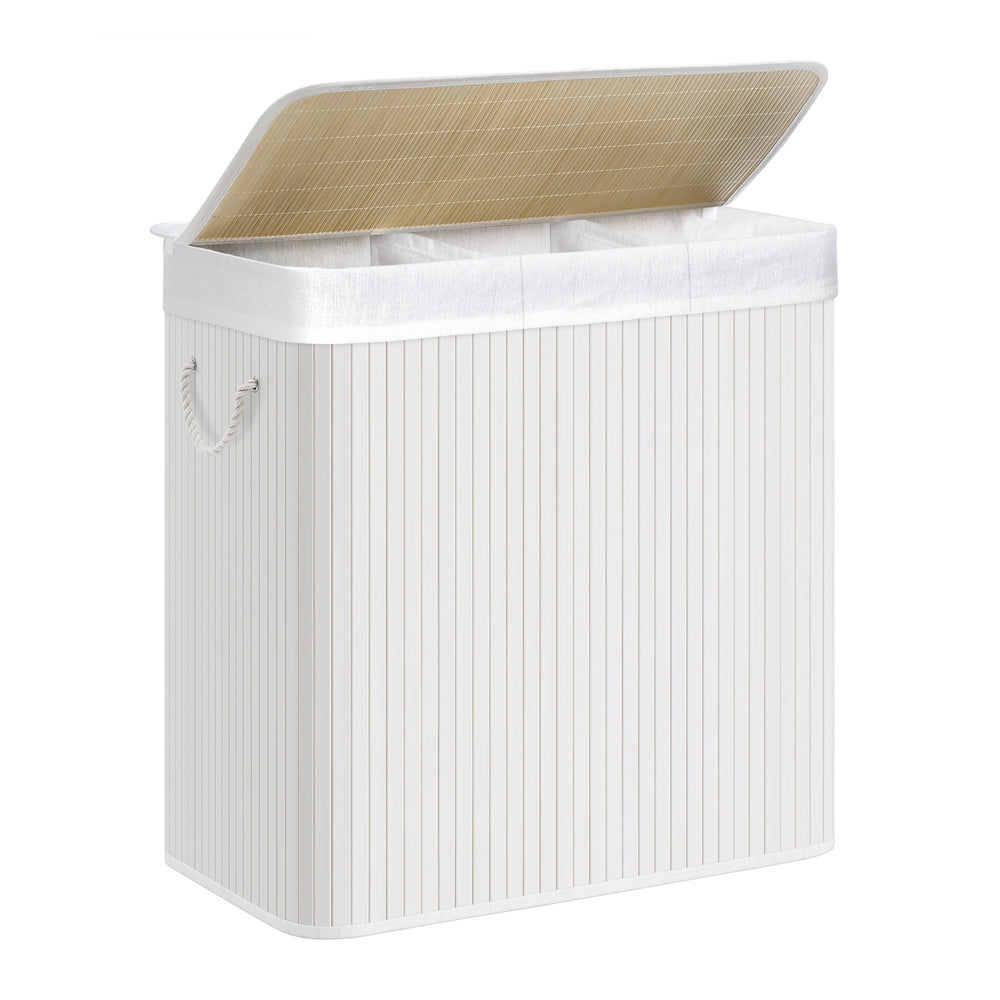 3-Section Foldable Laundry Basket with Lid 150L - Image 3