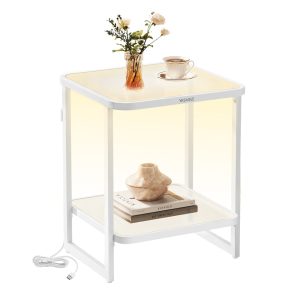 Square Bedside Table with LED Lights