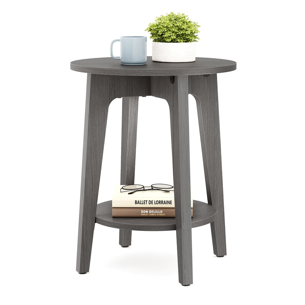 Maezo Collection - Small Round End Table with Lower Shelf - Image 6