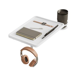 Bedside Shelf with Phone Slot. Cup Holder and Hook Ink Black