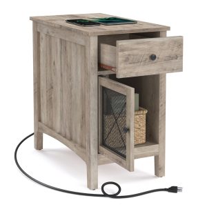 Side Table with USB Ports and Outlets