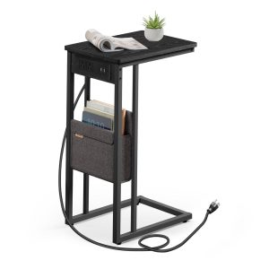 C-Shaped Side Table with Adjustable Feet