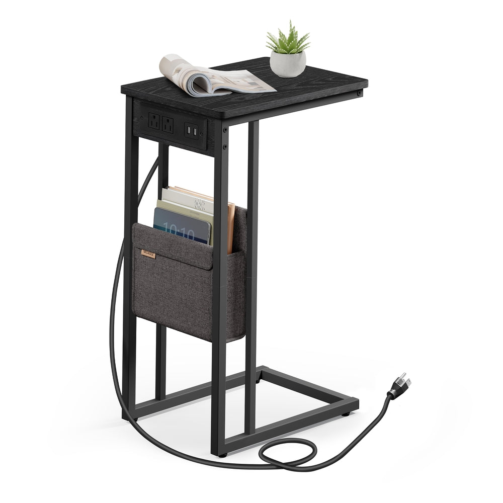 C-Shaped Side Table with Adjustable Feet