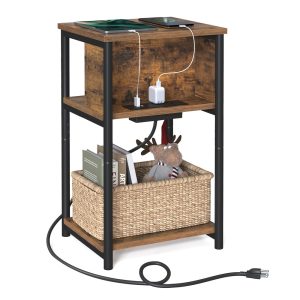Side Table with Charging Station