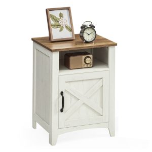 Liry Collection - Farmhouse Nightstand with Barn Door