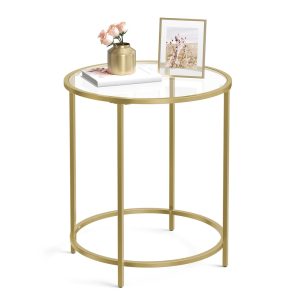 Baris Collection - Glass End Table with Metal Frame