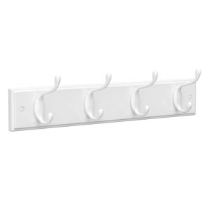 Wall-Mount Coat Rack with 4 Dual Metal Hooks