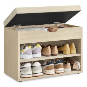 Shoe Bench with 3 Storage Compartments