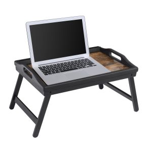 Black & Brown Bed Tray with Foldable Legs