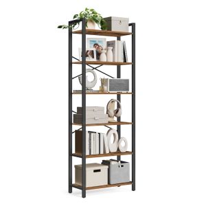 6-Tier Industrial Tall Bookshelf