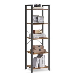 5-Tier Industrial Tall Bookshelf