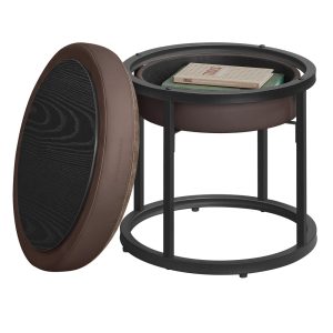 LUIZ Collection - Round Ottoman Footstool Steel Frame