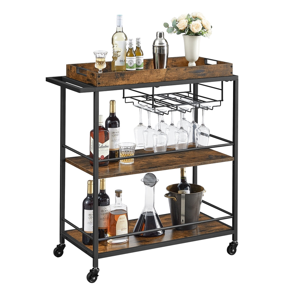 3-Tier Industrial Bar Cart - Image 2