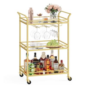 Small Bar Cart with 3-Tier Shelf