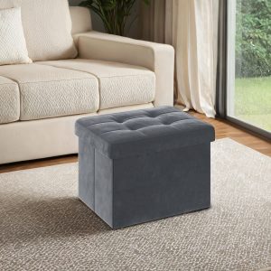 Foldable storage ottoman footrest for living room bedroom and dorm