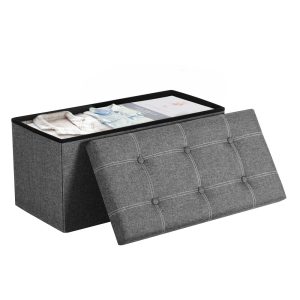 MAZIE Collection - Storage Ottoman Bench with Breathable Linen-Look Fabric
