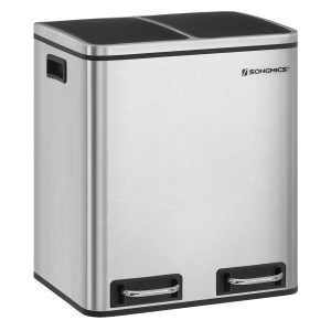 2 x 4 Gallon Silver Step Trash Can with 2 Bucket