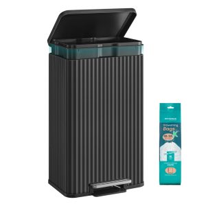 Stainless Steel Garbage Can with Lid and Removable Inner Bucket