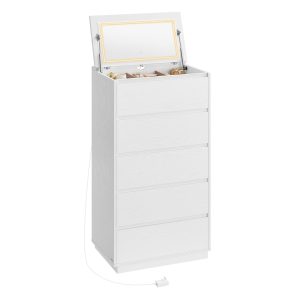 VASAGLE 5-Drawer Dresser with Vanity Mirror and Lights