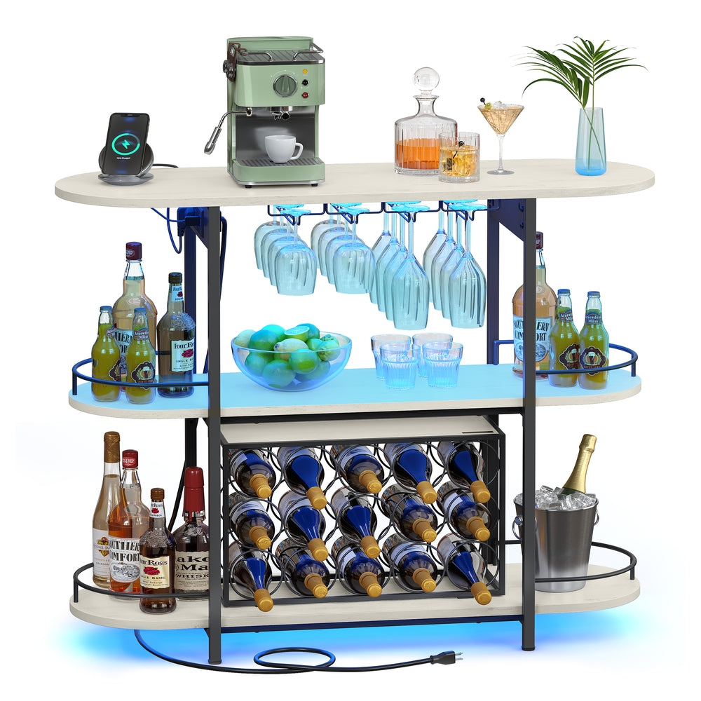 Bar Cabinet with LED Lights and Power Outlets - Image 2