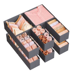 Foldable Fabric Storage Bins for Socks. Underwear. Bras. Ties. Scarves