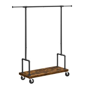 Industrial Garment Rack on Wheels with Extendible Rail